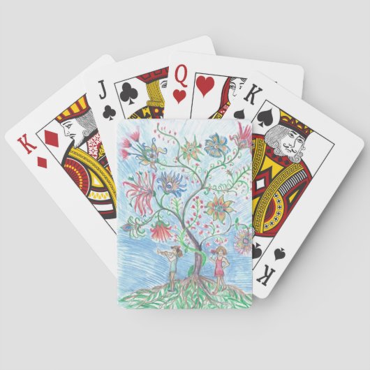 Levensboom en twee figuren pokerkaarten (Achterkant)