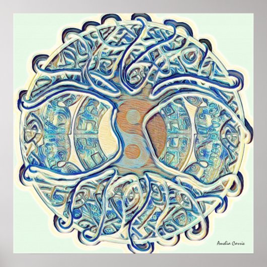 Levensboom en Yin Yang 1-Poster Poster (Voorkant)