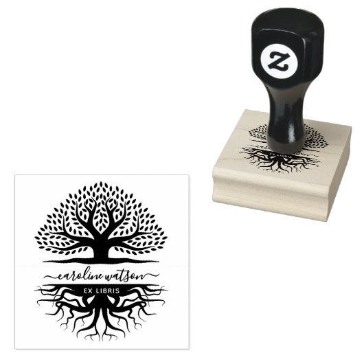 Levensboom Ex libris Rubberstempel (Gestempeld)