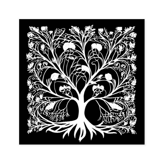 Levensboom Floral Rubberstempel (Afrduk)