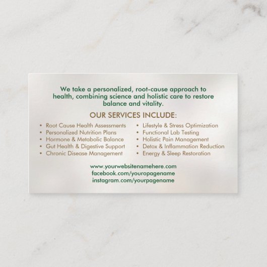 Levensboom - Functional Medicine Visitekaartje (Achterkant)