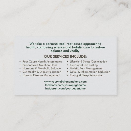 Levensboom - Functional Medicine Visitekaartje (Achterkant)