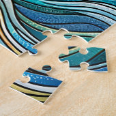 Levensboom Gebroken Glas Mozaïek Aqua Blauw Legpuzzel (Zijkant)