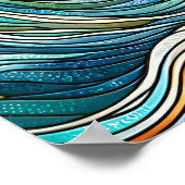 Levensboom Gebroken Glas Mozaïek Aqua Blauw Poster (Hoek)