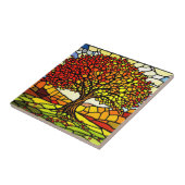 Levensboom Gebroken Glas Mozaïek Herfstkleuren  Tegeltje (Zijkant)