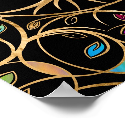 Levensboom - Gegdrasil - kleurrijke bladeren Poster (Hoek)