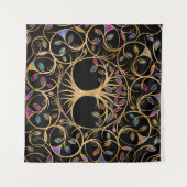 Levensboom - Gegdrasil - kleurrijke bladeren Wandkleed (Voorkant (horizontaal))