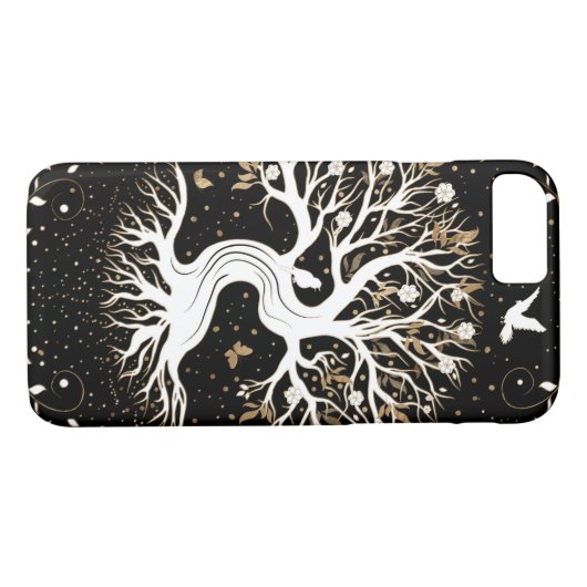 Levensboom - Gegdrasil - zwart wit en goud Case-Mate iPhone Case (Achterkant (Horizontaal))