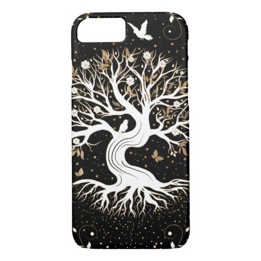 Levensboom - Gegdrasil - zwart wit en goud Case-Mate iPhone Case (Achterkant)