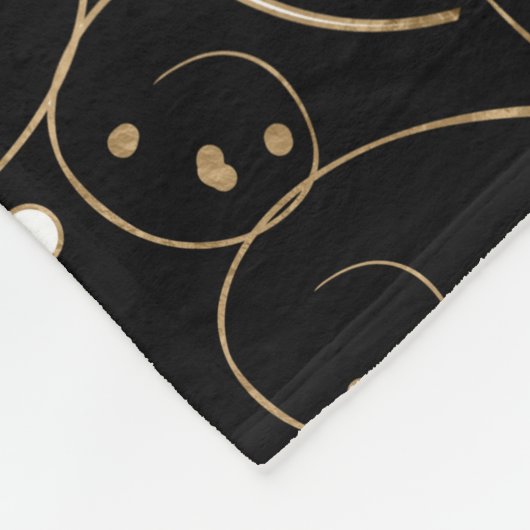 Levensboom - Gegdrasil - zwart wit en goud Fleece Deken (Hoek)