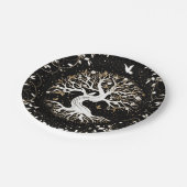 Levensboom - Gegdrasil - zwart wit en goud Papieren Bordje (Gekanteld)