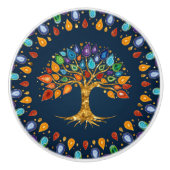 Levensboom - Geode Agaat Bladeren Keramische Knop (Voorkant)