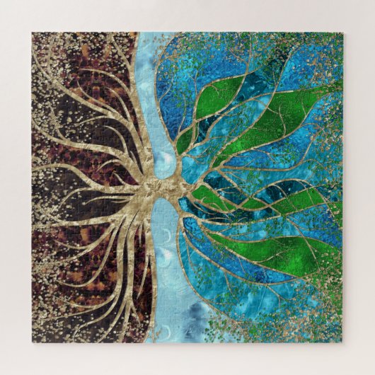 Levensboom - Glas en marmer Legpuzzel (Horizontaal)