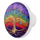 Levensboom Golden Swirl en Rainbow Keramische Knop (Rechts)