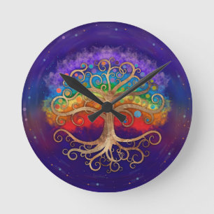 Levensboom Golden Swirl en Rainbow Ronde Klok