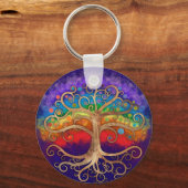 Levensboom Golden Swirl en Rainbow Sleutelhanger (Voorkant)