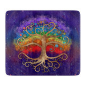 Levensboom Golden Swirl en Rainbow Snijplank (Voorkant)