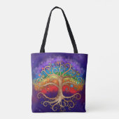 Levensboom Golden Swirl en Rainbow Tote Bag (Achterkant)
