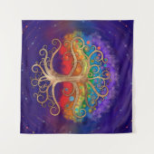 Levensboom Golden Swirl en Rainbow Wandkleed (Voorkant (horizontaal))