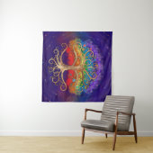 Levensboom Golden Swirl en Rainbow Wandkleed (In Situ (horizontaal))