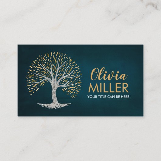 Levensboom - goud en parel visitekaartje (Voorkant)