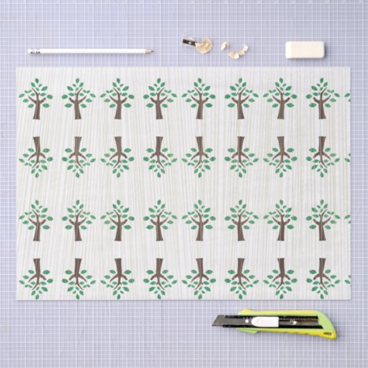 Levensboom Groen en Bruin Tissuepapier (Craft)