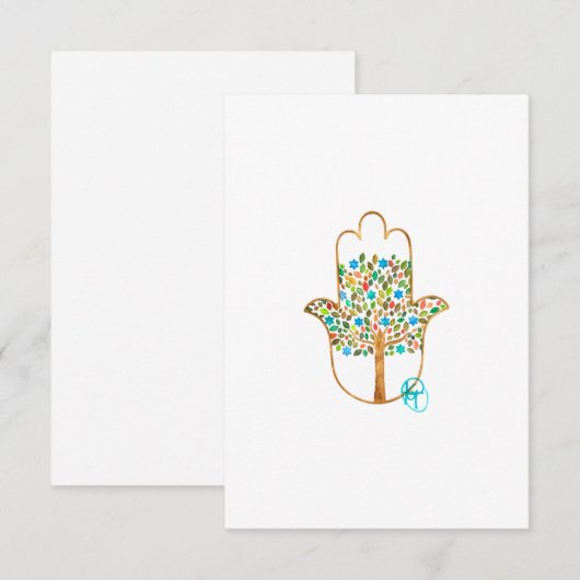 Levensboom Hamsa Art Bedankkaart (Voorkant / Achterkant)