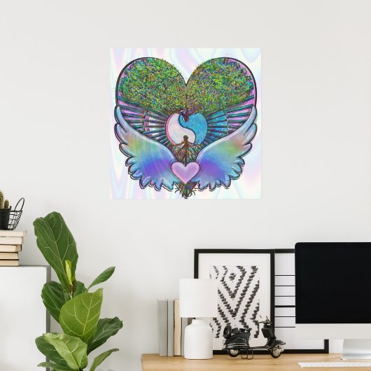 Levensboom, hart, Angel Wings, Yin Yang Poster (Thuiskantoor)