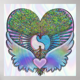 Levensboom, hart, Angel Wings, Yin Yang Poster