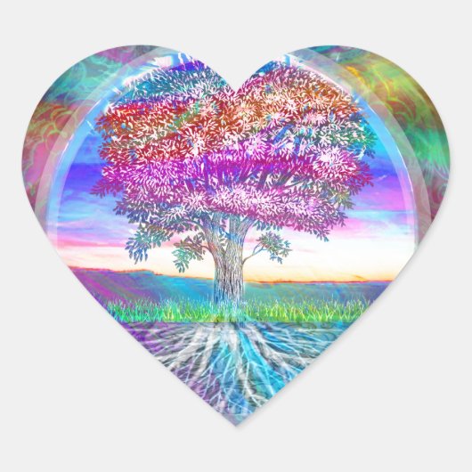 Levensboom Hart Sticker (Voorkant)