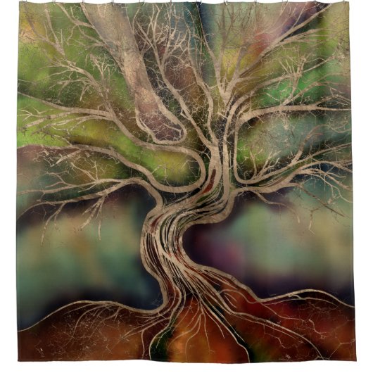 Levensboom - herfst schaduwen douchegordijn (Voorkant)