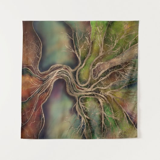 Levensboom - herfst schaduwen wandkleed (Voorkant (horizontaal))