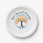 Levensboom in Blauwe Circle Survivor Party Papieren Bordje (Voorkant)