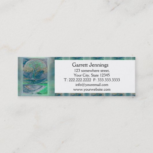 Levensboom in Bleke groene kleuren Mini Visitekaartje (Voorkant)