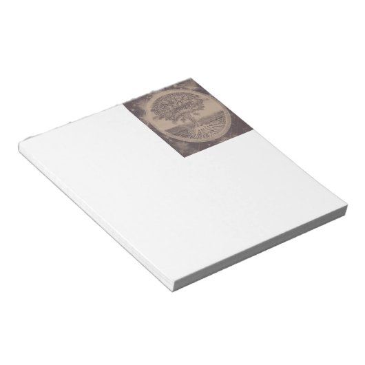 Levensboom in bruin notitieblok (Schuin)