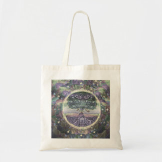 Levensboom in de kleuren van regenboogmetalen tote bag