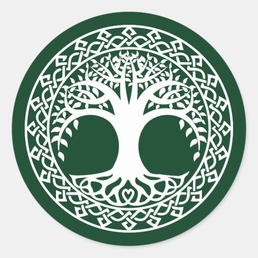 Levensboom in een Keltische cirkel Ronde Sticker (Voorkant)