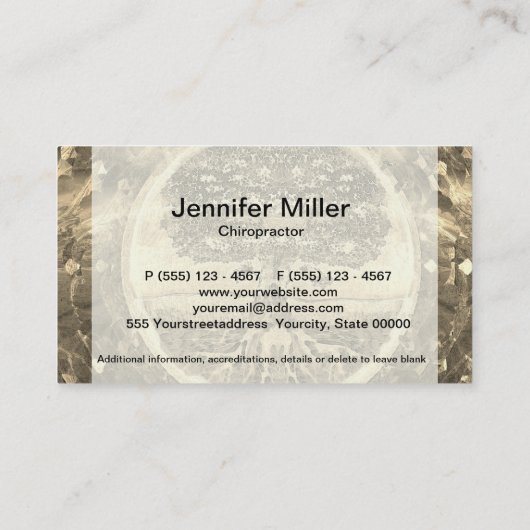 Levensboom in goudkleuren visitekaartje (Achterkant)