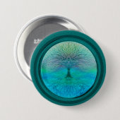 Levensboom in groene kleuren ronde button 7,6 cm (Voorkant /achterkant)