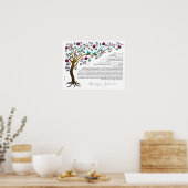 Levensboom in Ketubah in het Hebreeuws met 7 grana Poster (Keuken)