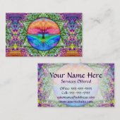 Levensboom in regenboogkleuren visitekaartje (Voorkant / Achterkant)