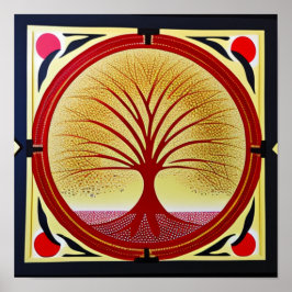 Levensboom in rood Poster