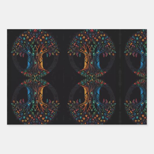 Levensboom in volledig Glas in lood Mozaïekkleur Inpakpapier Vel (Voorkant 3)