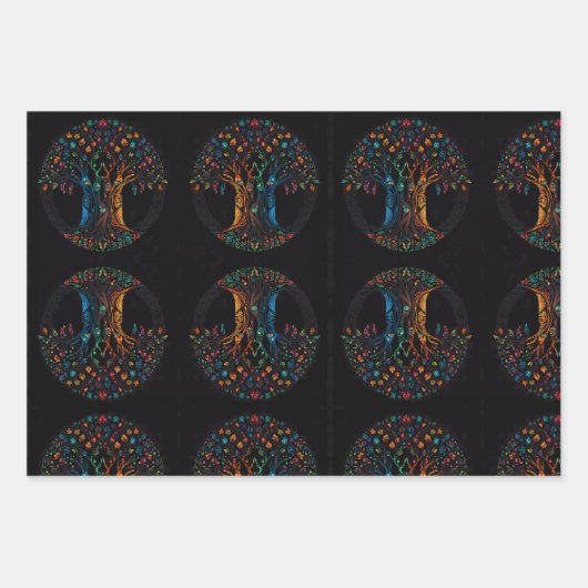 Levensboom in volledig Glas in lood Mozaïekkleur Inpakpapier Vel (Voorkant)