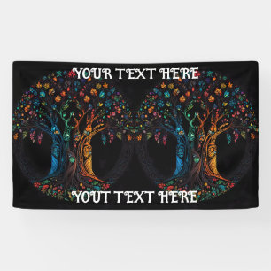 Levensboom in volledig Glas in lood Mozaïekkleur Spandoek