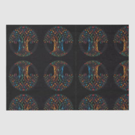 Levensboom in volledig Glas in lood Mozaïekkleur Tissuepapier