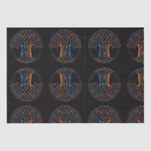 Levensboom in volledig Glas in lood Mozaïekkleur Tissuepapier (Voorkant)