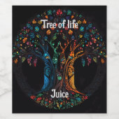 Levensboom in volledig Glas in lood Mozaïekkleur. Wijn Etiket (Enkel label)