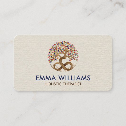 Levensboom - Infiniteit - Regenboog/Kakra-bladeren Visitekaartje (Voorkant)