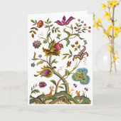 Levensboom Jacobean Borduurwerk Kaart (Gele Bloem)